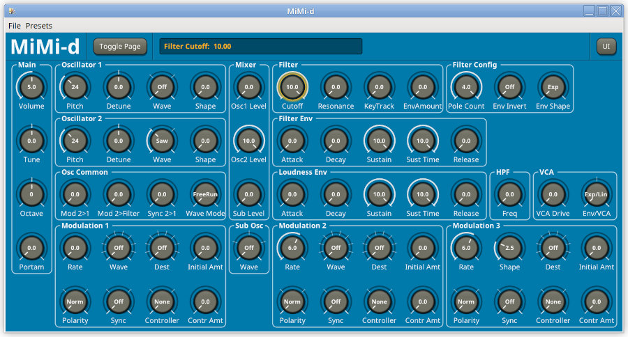 MiMi-d GUI running in Jalv